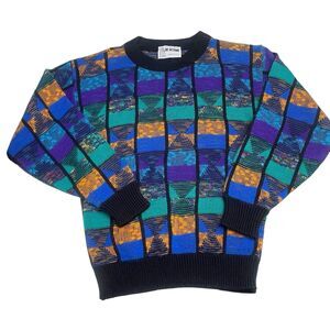 1991 HI-OCTANE Sweater Retro Patterned Size L Knit Pullover Vintage Kids Unisex